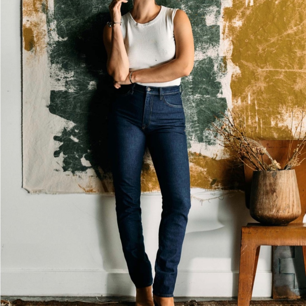Elizabeth indigo rinse high rise denim